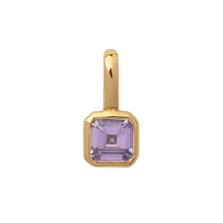 February Birthstone Charm – Amethyst Geometric in Gold