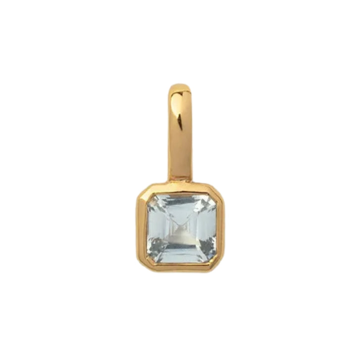 March Birthstone Charm – Aquamarine Geometric in Gold