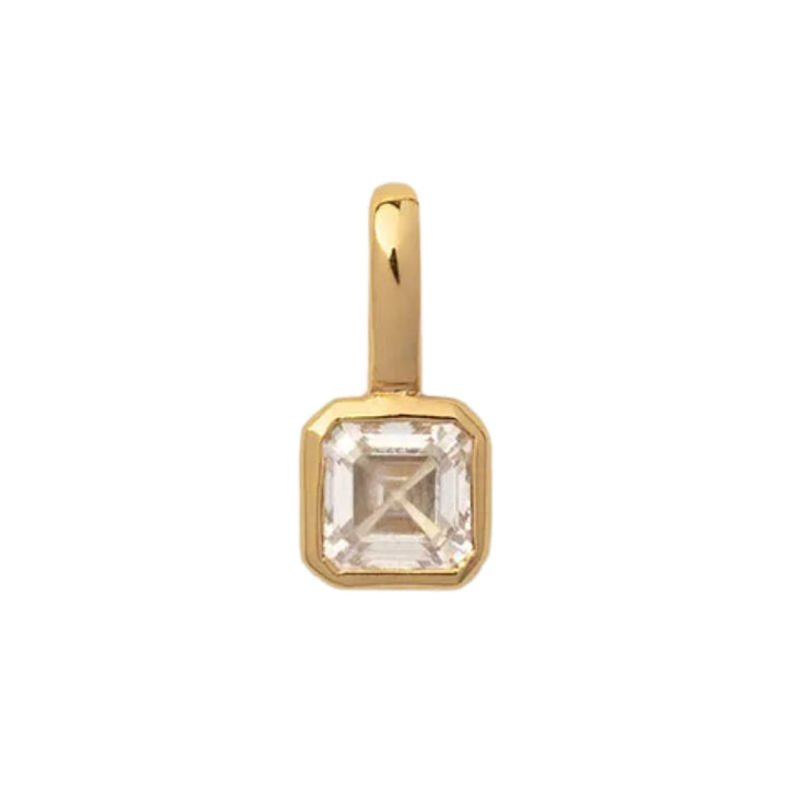 April Birthstone Charm – Crystal Geometric in Gold