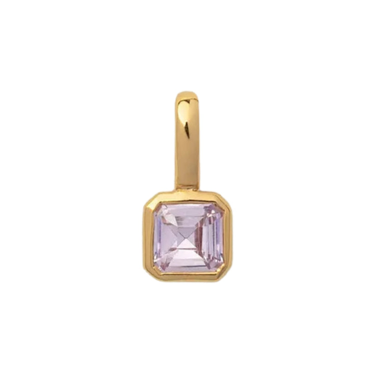 June Birthstone Charm – Pale Amethyst Crystal Geometric in Gold