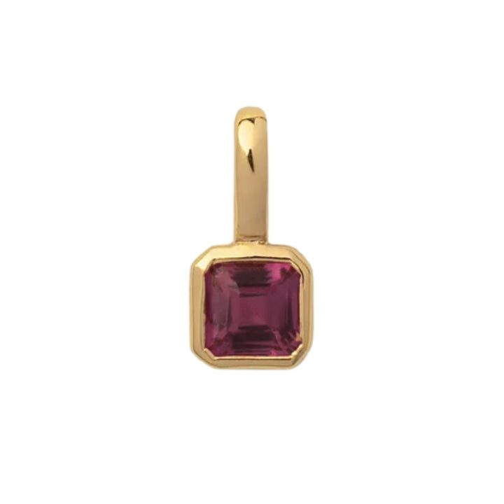 January Birthstone Charm – Garnet Geometric in Gold