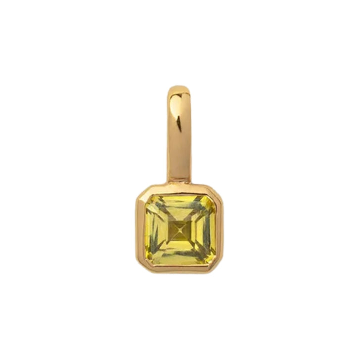 August Birthstone Charm – Peridot Crystal Geometric in Gold