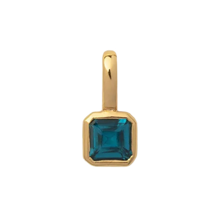 September Birthstone Charm – Sapphire Crystal Geometric in Gold