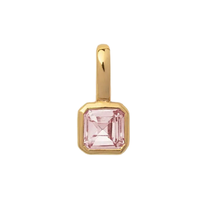 October Birthstone Charm – Pink Crystal Geometric in Gold