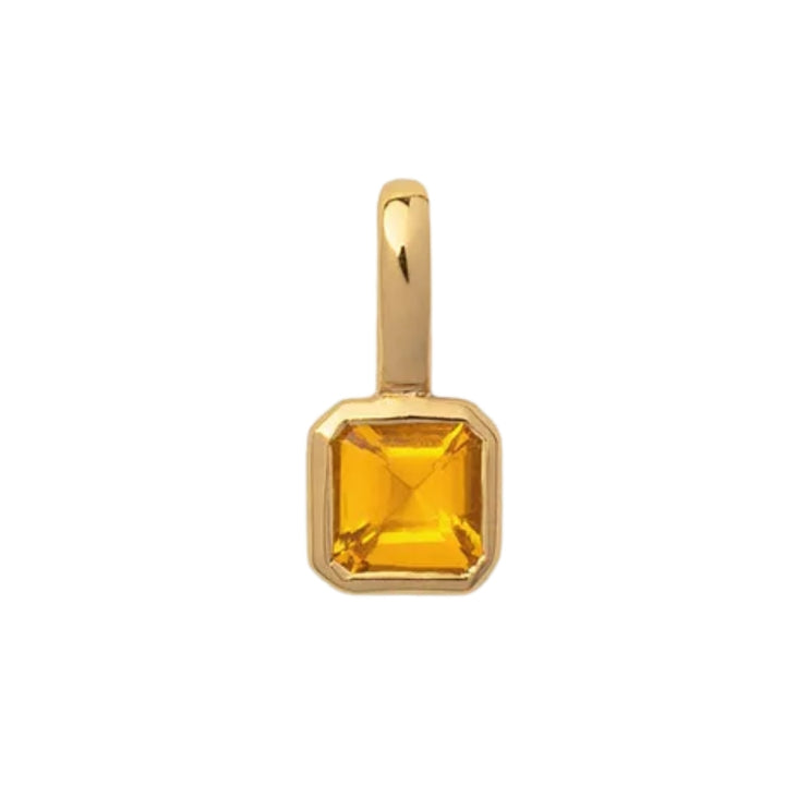 November Birthstone Charm – Citrine Crystal Geometric in Gold