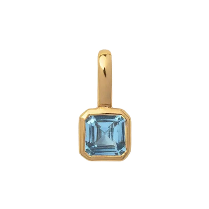 December Birthstone Charm – Blue Topaz Crystal Geometric in Gold