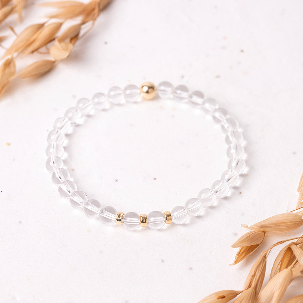 Clear Quartz Gemstone Bracelet - 6mm Beads - Djuna Studios