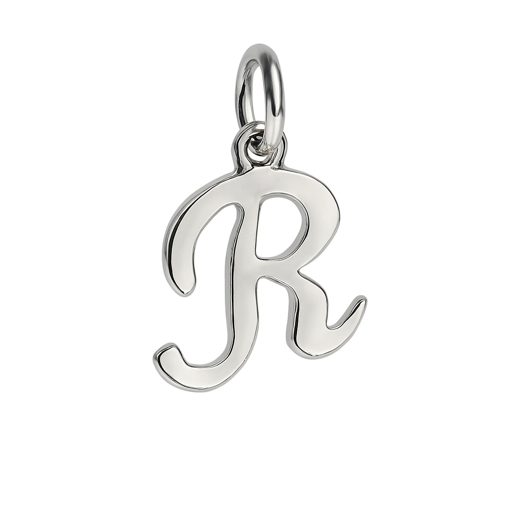 Silver Script Letter Charm