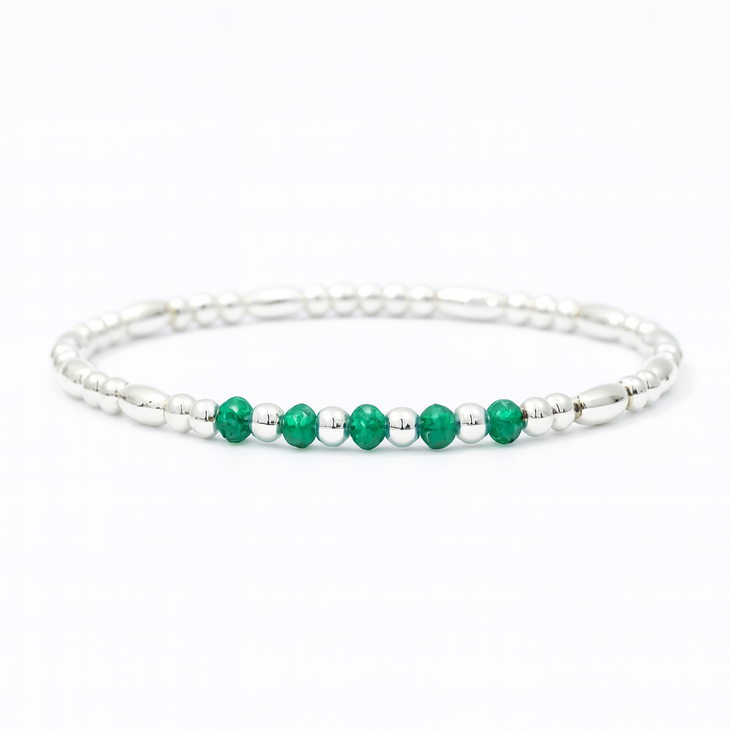 Silver 4mm Birthstone Bracelet