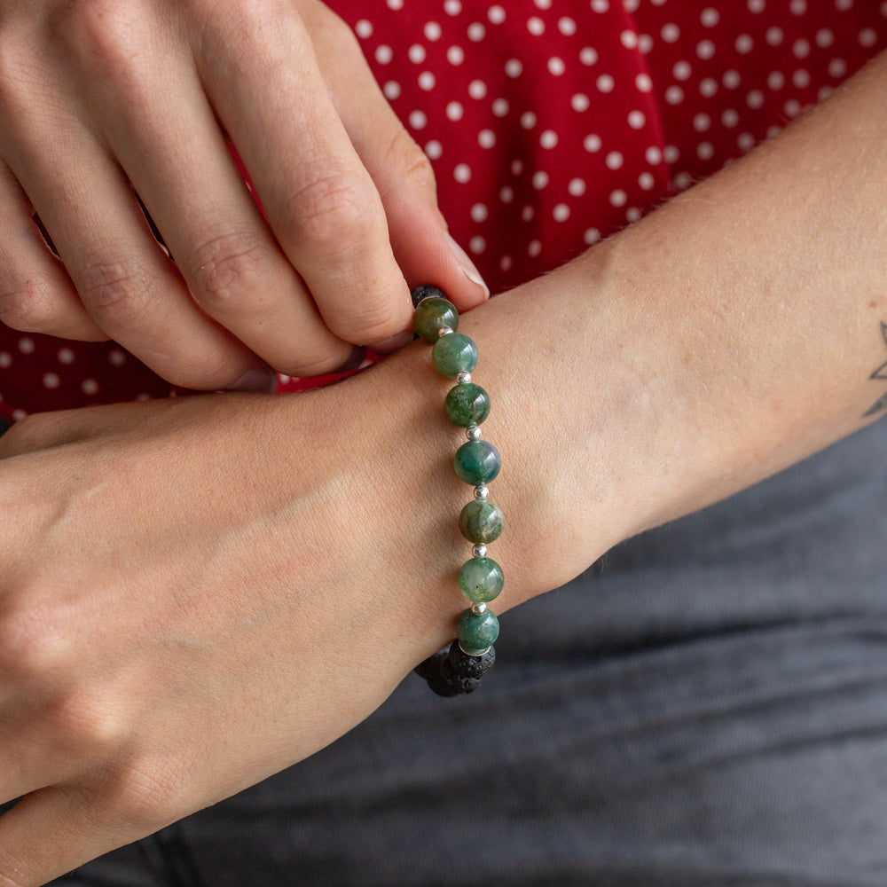 Moss Agate and Lava Stone Bracelet - Djuna Studios