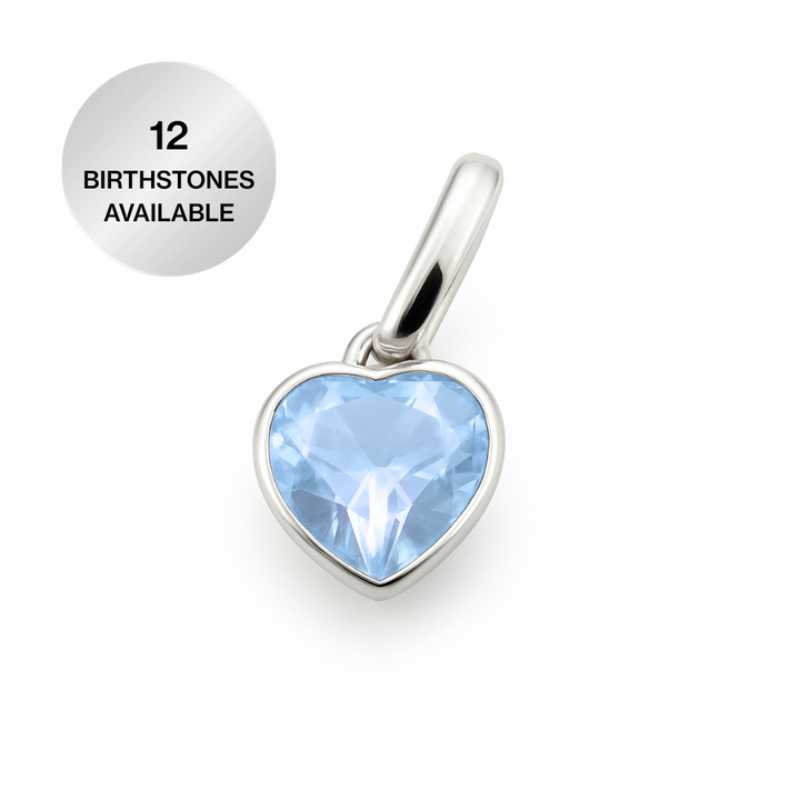Silver Heart Birthstone Charm