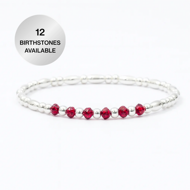Silver 4mm Birthstone Bracelet