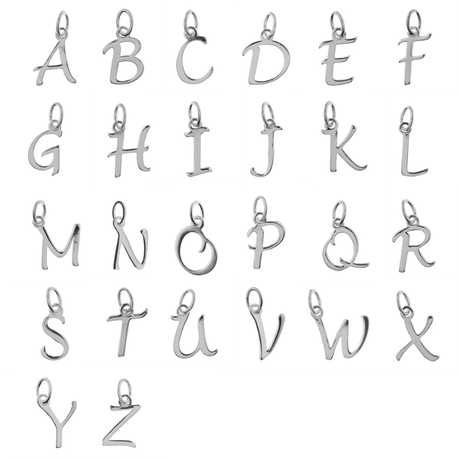 Silver Script Letter Charm