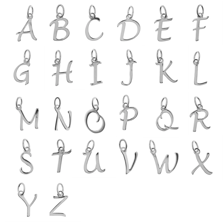 Silver Script Letter Charm