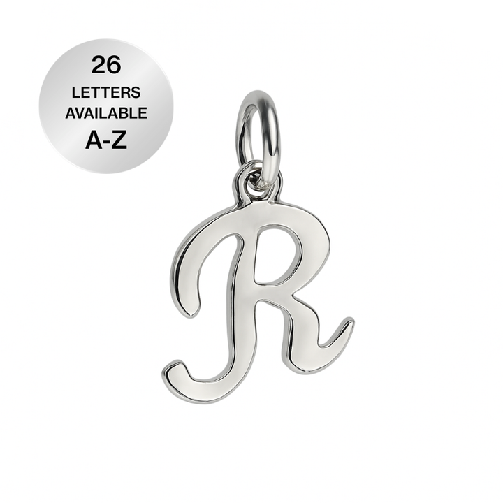 Silver Script Letter Charm