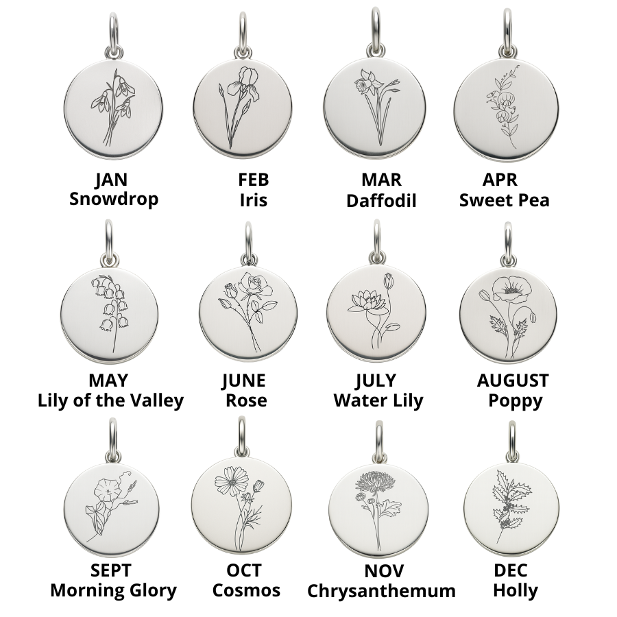 Silver Birth Flower Charm