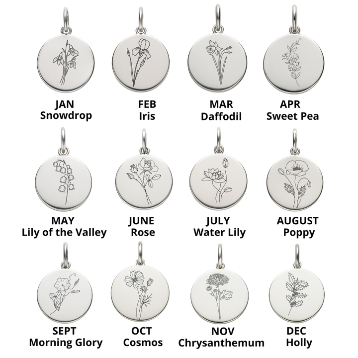 Silver Birth Flower Charm