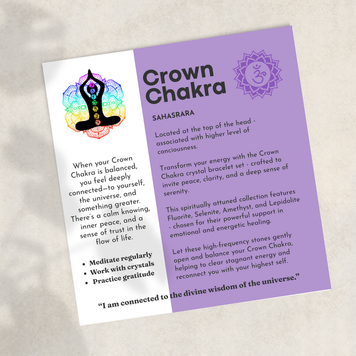 Crown Chakra Bracelet Set – Crystal Beads for Clarity & Connection