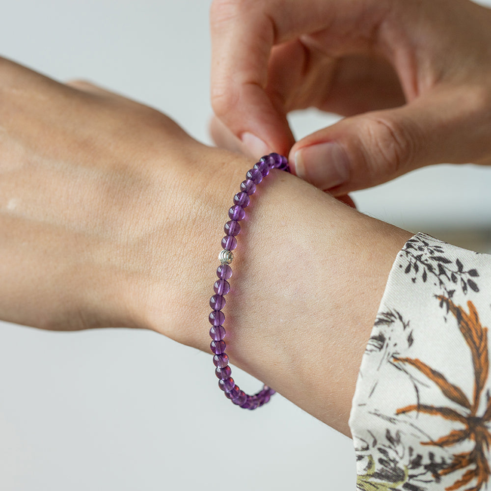 Amethyst Gemstone Bracelet 4mm - Djuna Studios