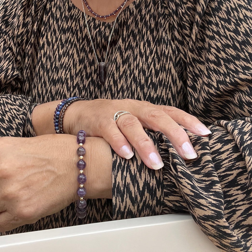 Amethyst Gemstone Bracelet 8mm - Djuna Studios