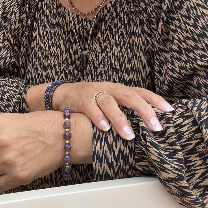 Amethyst Gemstone Bracelet 8mm - Djuna Studios