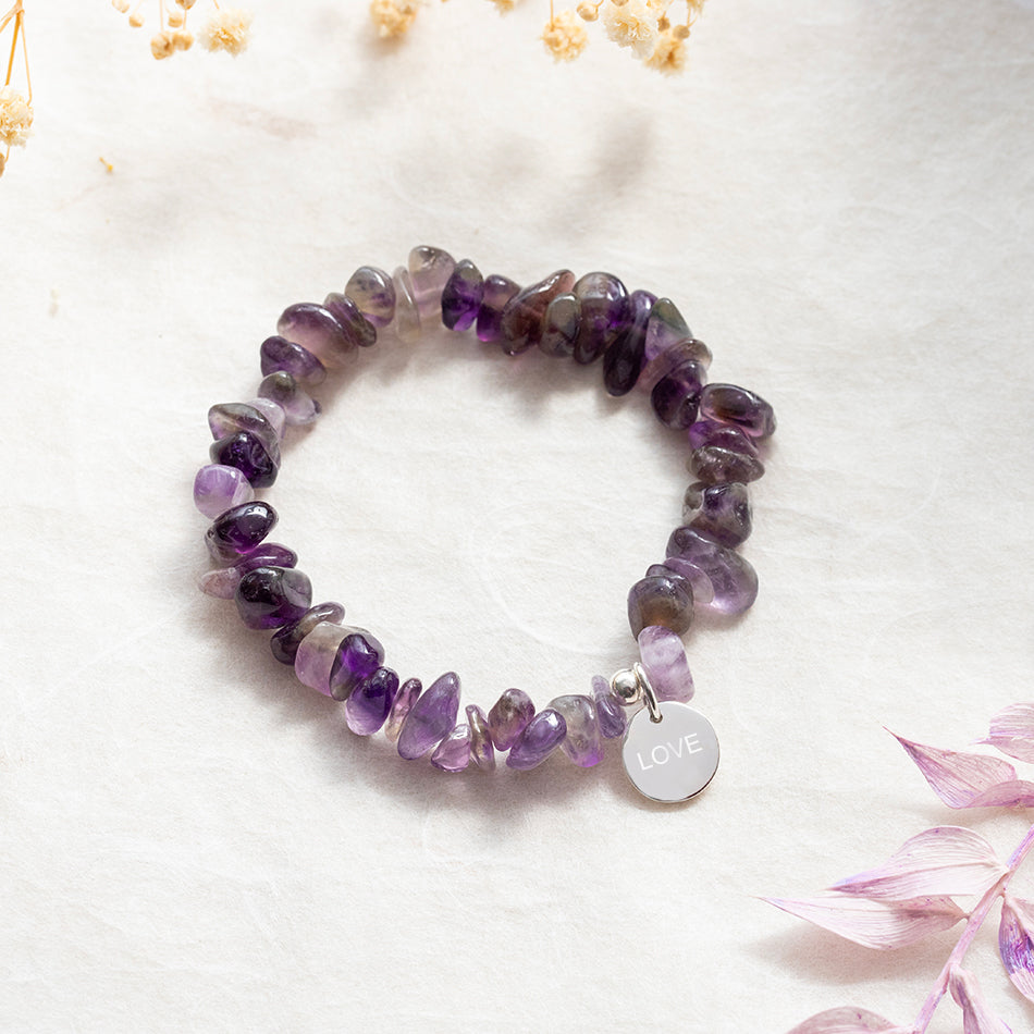 Personalised Amethyst Crystal Chip Bracelet - Djuna Studios