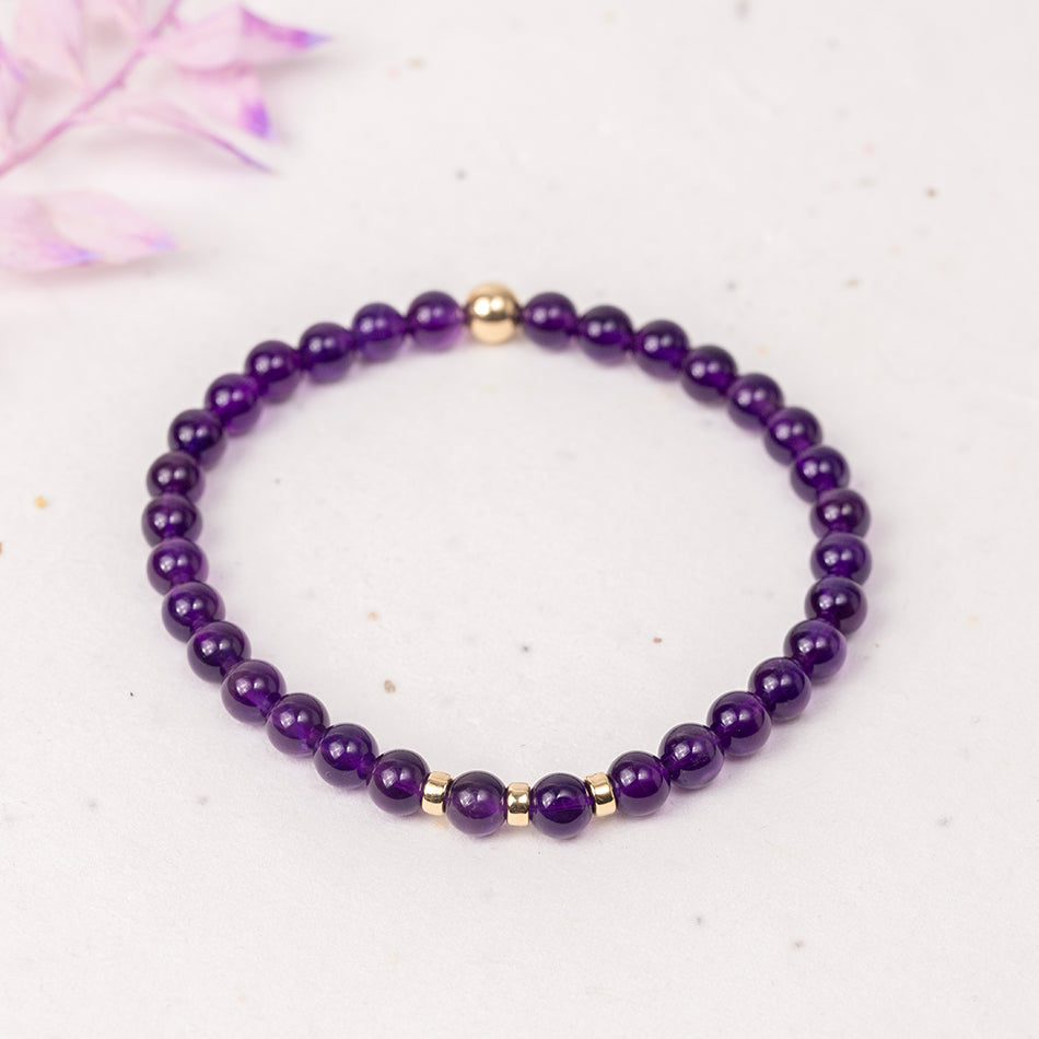 Amethyst Gemstone Bracelet - 6mm Beads - Djuna Studios