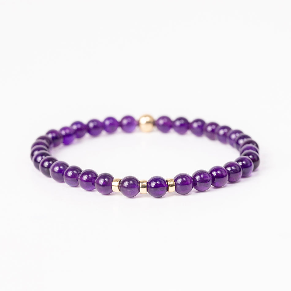 Amethyst Gemstone Bracelet - 6mm Beads - Djuna Studios