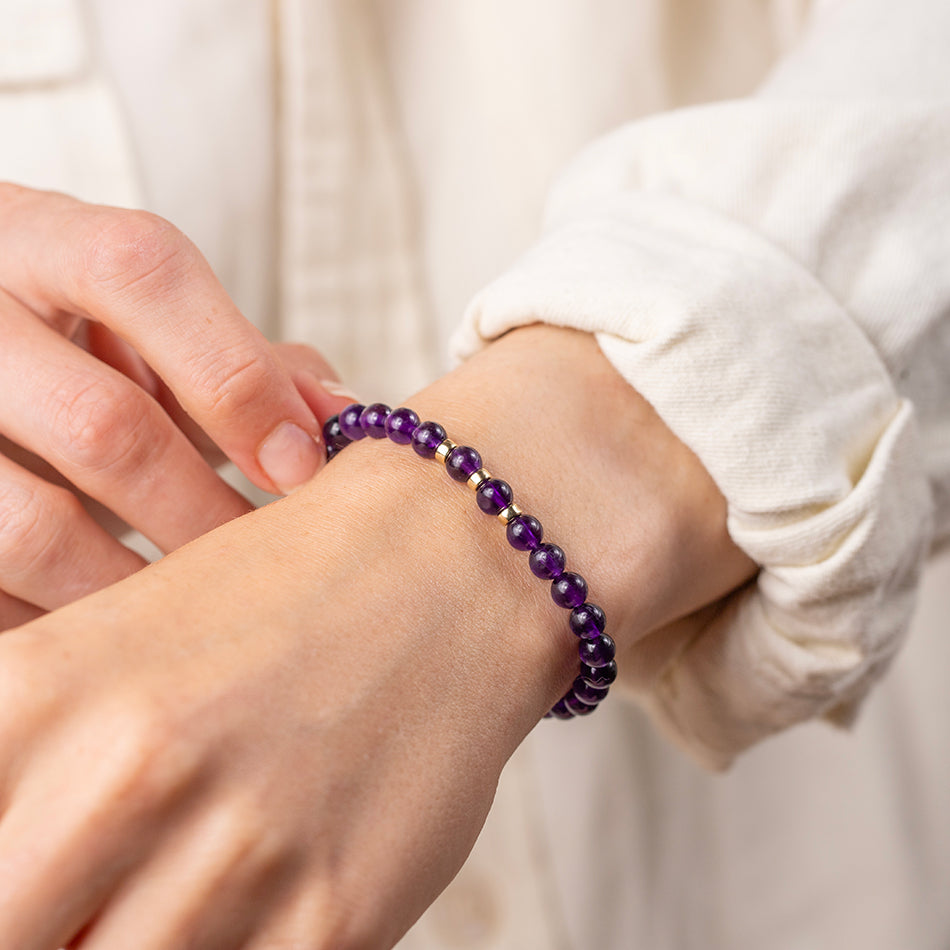 Amethyst Gemstone Bracelet - 6mm Beads - Djuna Studios
