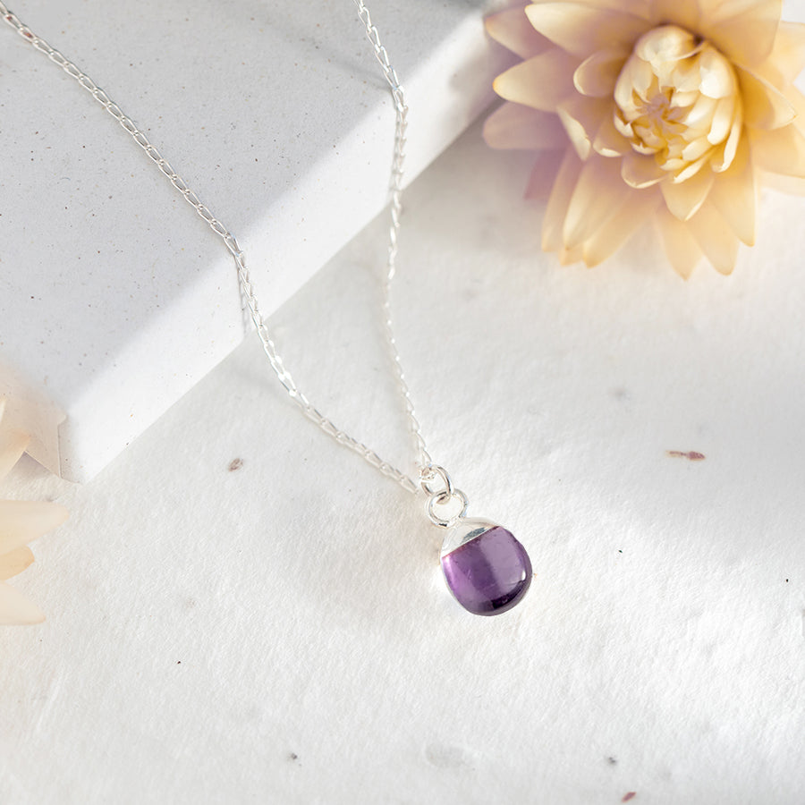 Teardrop Amethyst Necklace - Sterling Silver