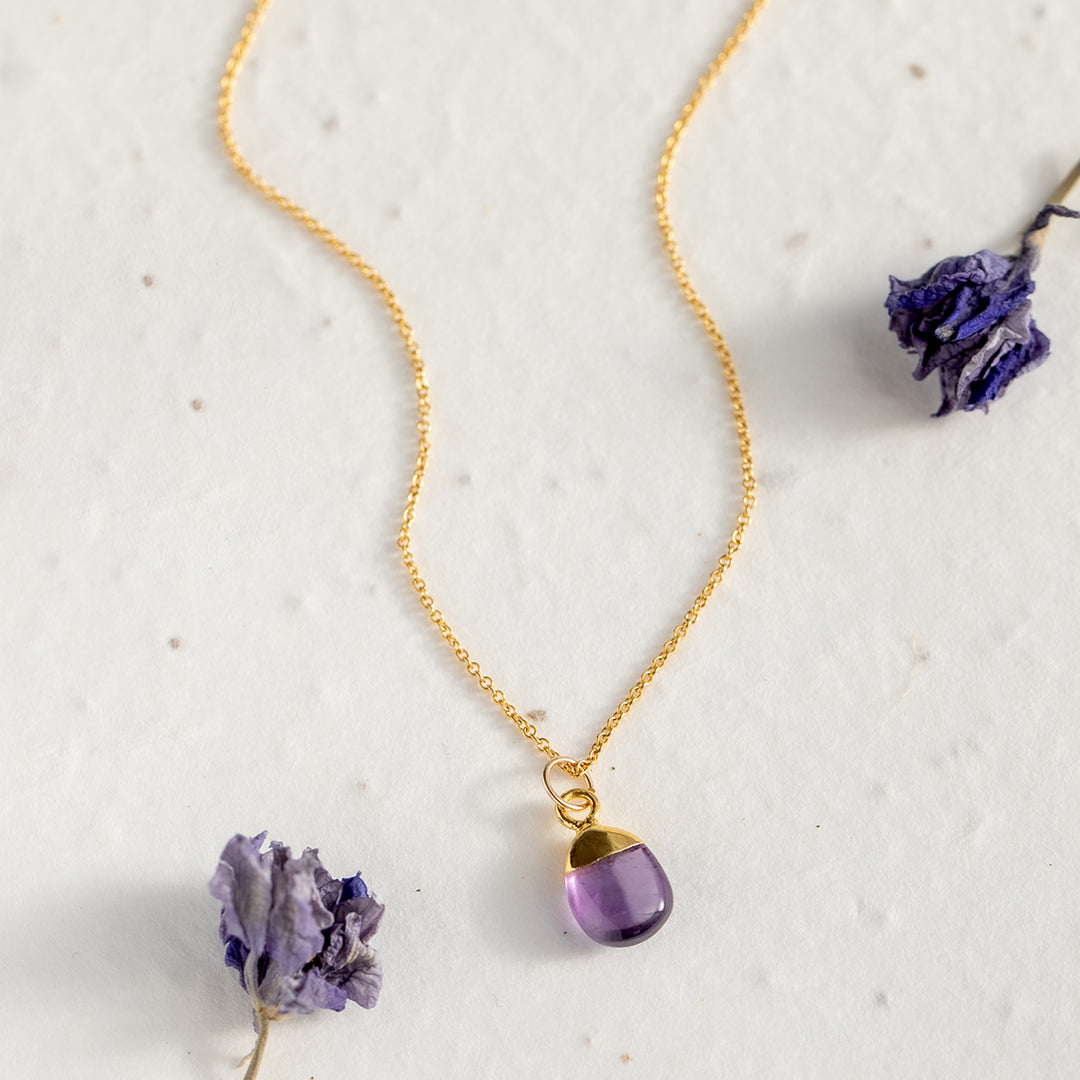 Tiny Teardrop Amethyst Necklace - Djuna Studios