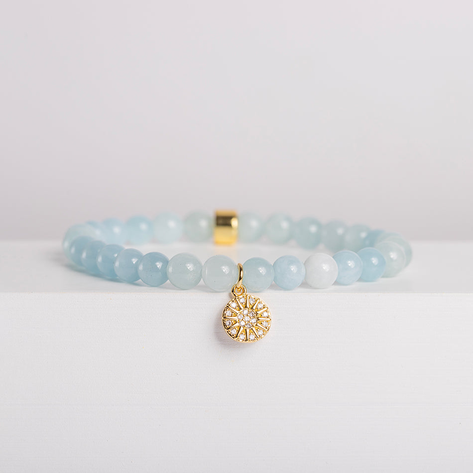 Aquamarine Bracelet with Celestial Charm - Djuna Studios