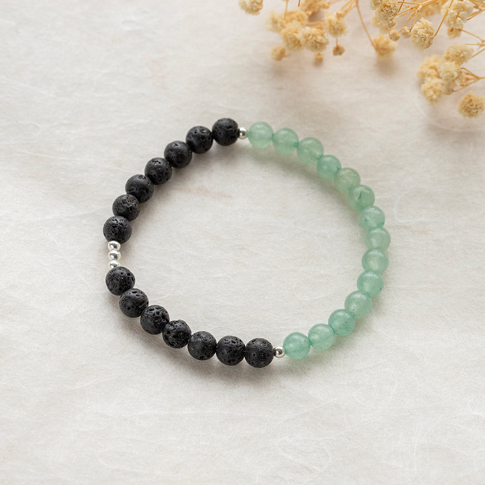 Aromatherapy Bracelet - Aventurine and Lava Stone - Djuna Studios