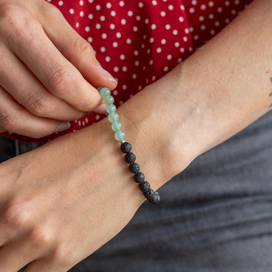 Aromatherapy Bracelet - Aventurine and Lava Stone - Djuna Studios