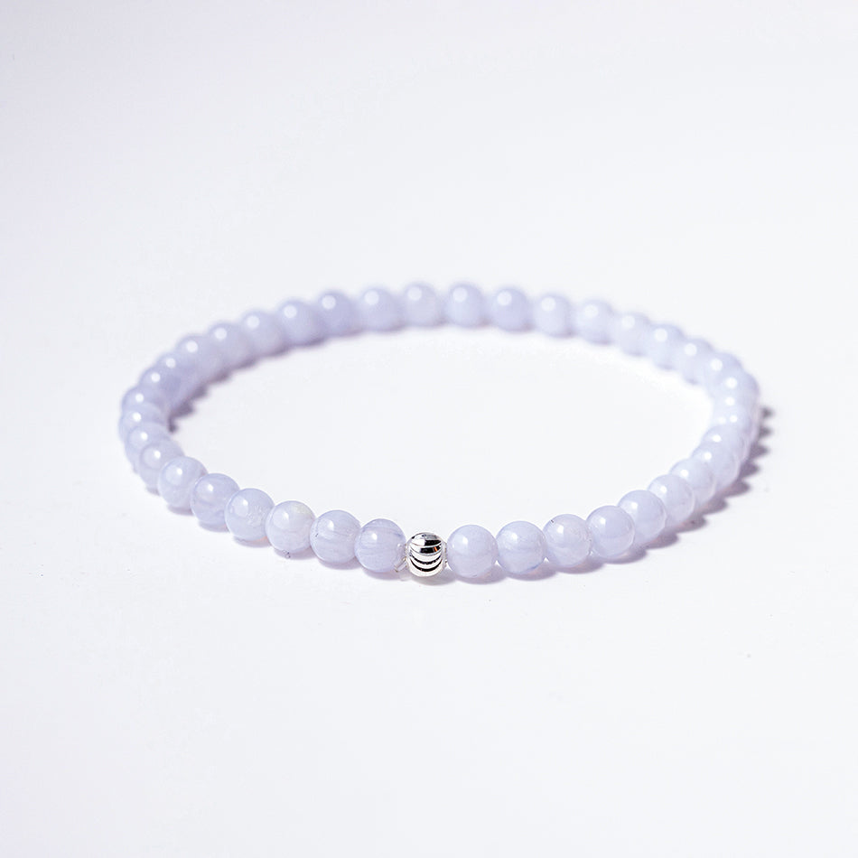 Blue Lace Agate Gemstone Bracelet 4mm - Djuna Studios