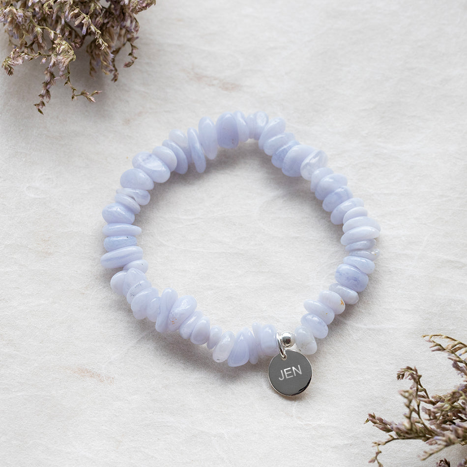 Blue Lace Agate Crystal Chip Bracelet - Djuna Studios