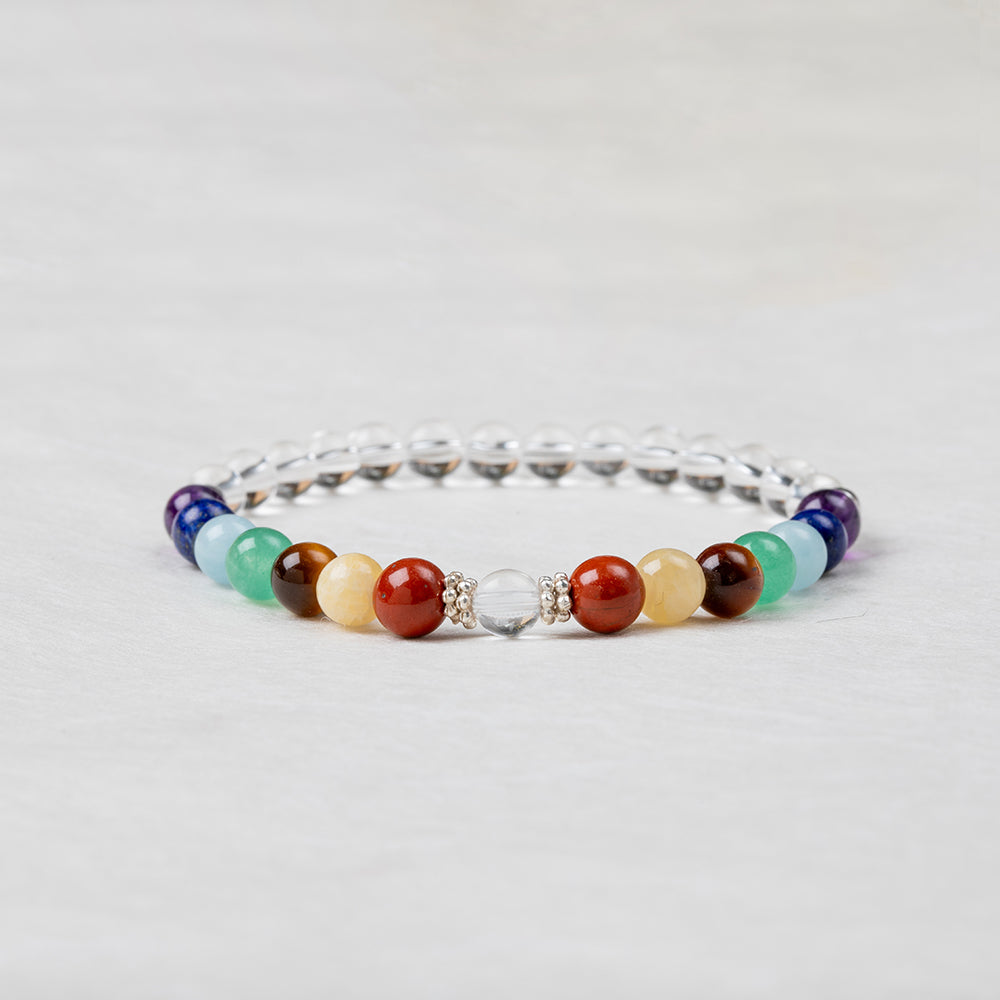Chakra Bracelet with Clear Quartz - 6mm - Djuna Studios