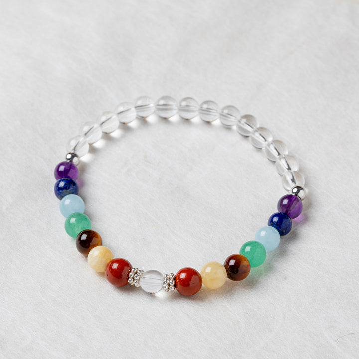 Chakra Bracelet with Clear Quartz - 6mm - Djuna Studios