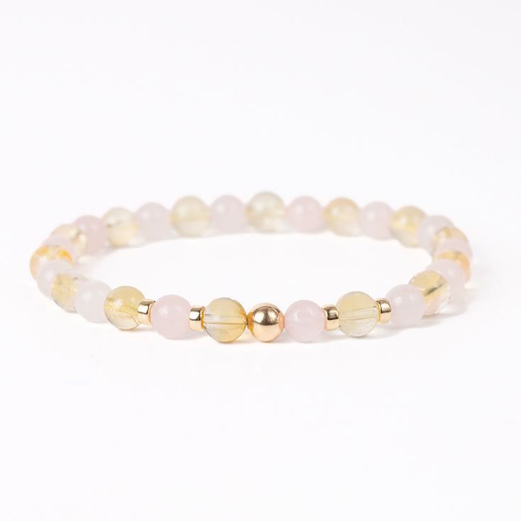 Rose Quartz and Citrine Gemstone Bracelet - 6mm - Djuna Studios