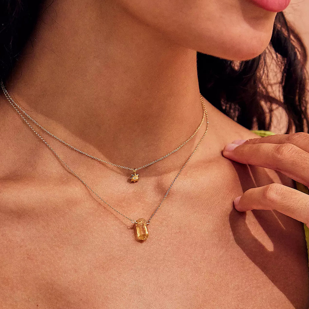 Layered Gold Sun Necklace Set with Citrine – Golden Glow Crystal Jewellery