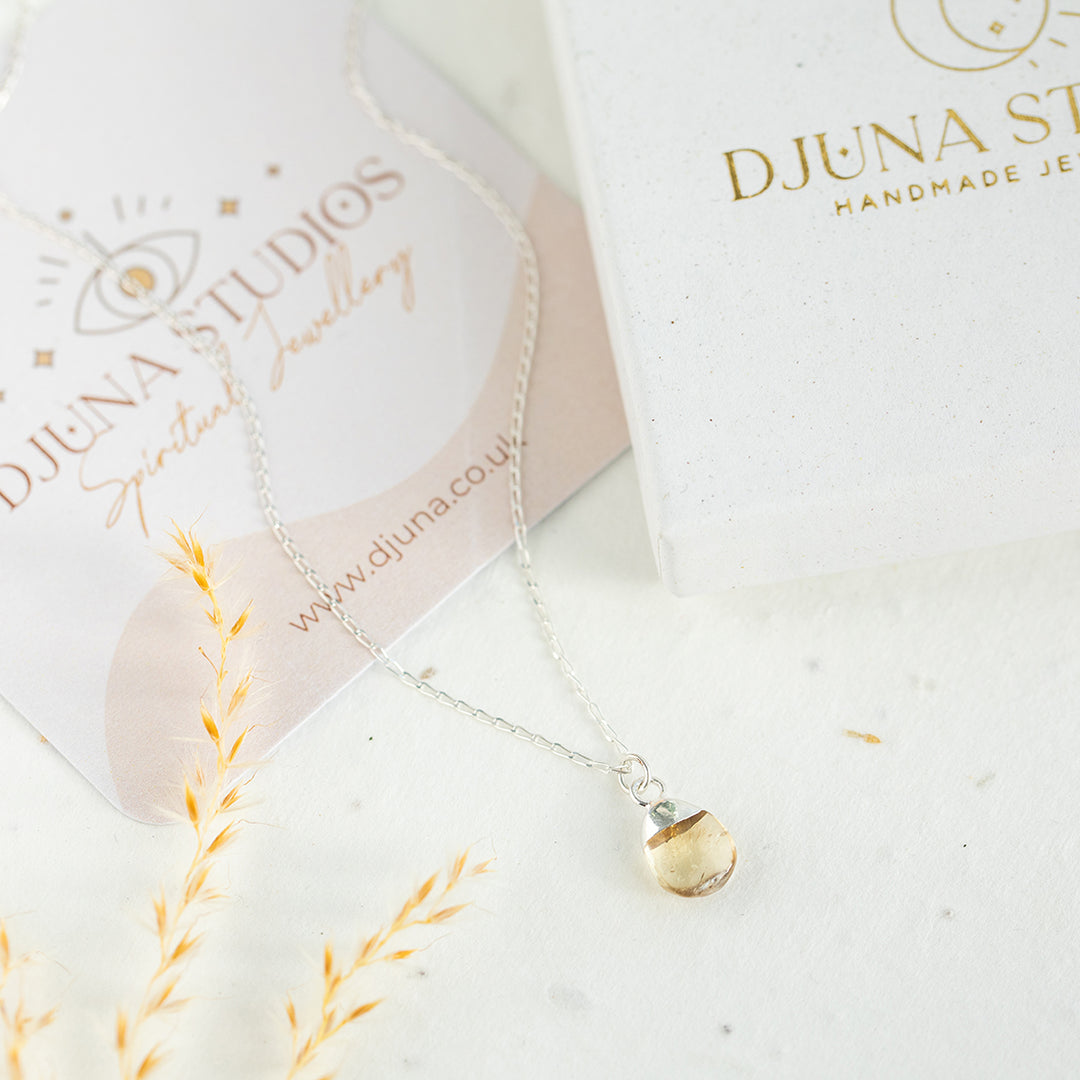 Tiny Teardrop Citrine Necklace - Djuna Studios