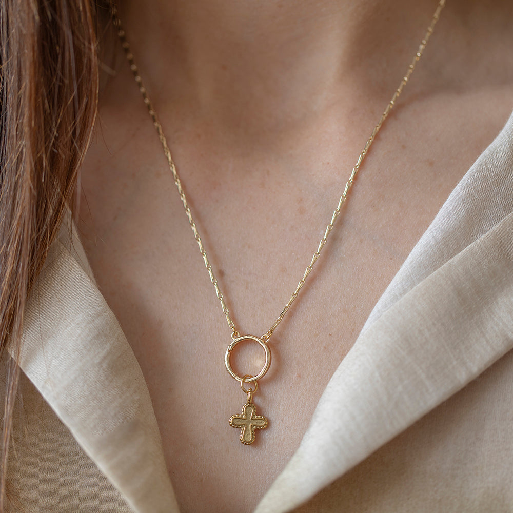 Faithful Cross Charm – Gold Plated