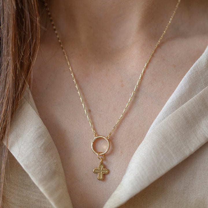 Faithful Cross Charm – Gold Plated