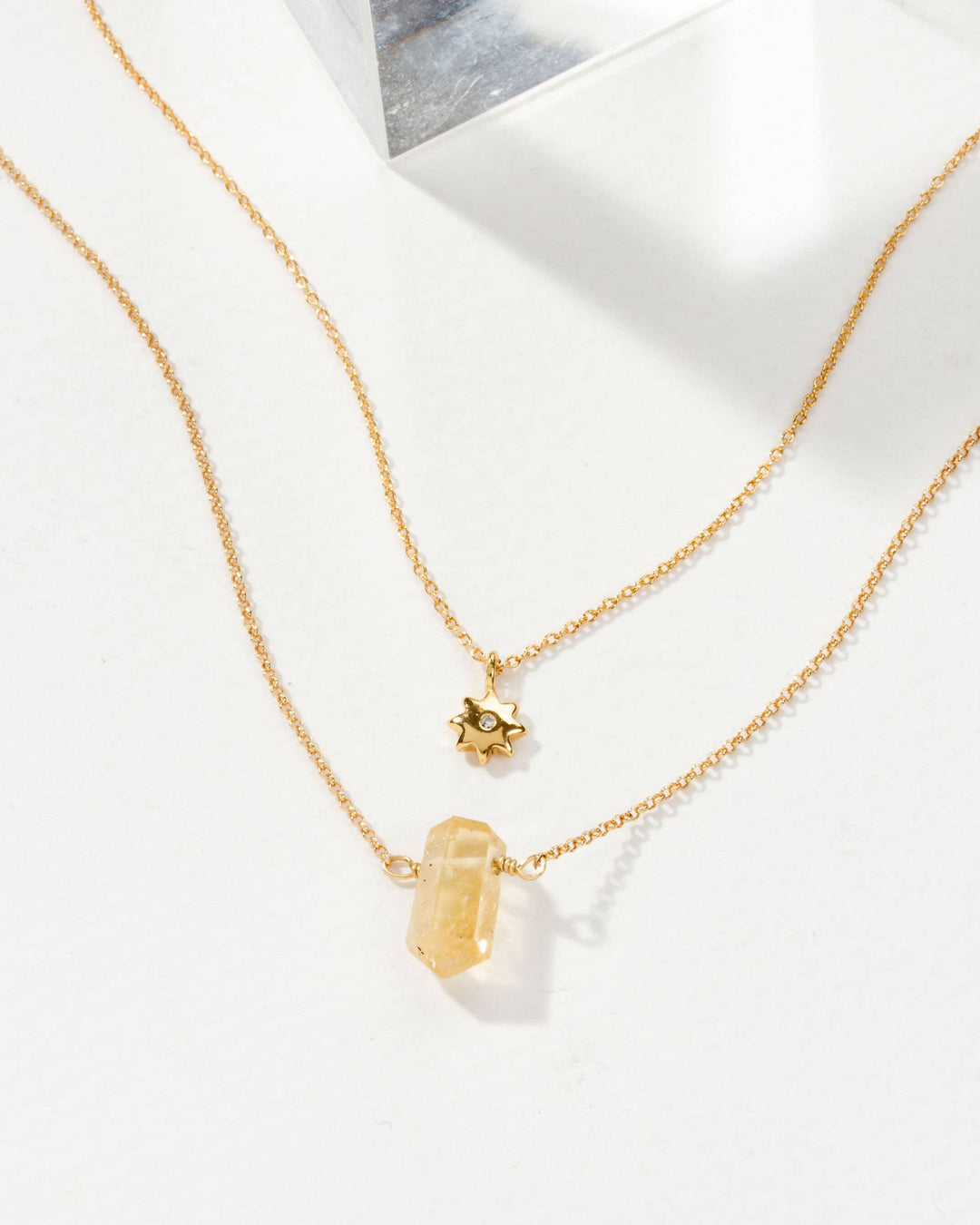 Layered Gold Sun Necklace Set with Citrine – Golden Glow Crystal Jewellery