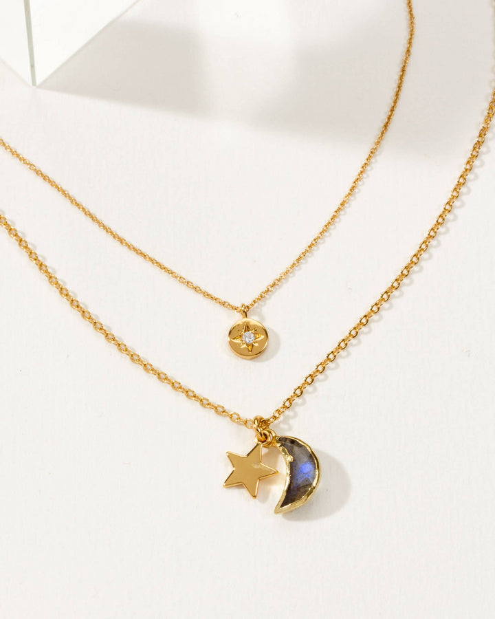 Moonlit Sky Layered Necklace Set with Labradorite