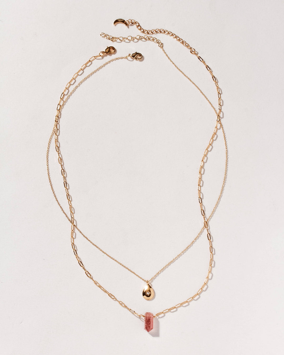Layered Gold Necklace Set – Golden Aura Crystal Jewellery – Dainty Spiritual Pendant