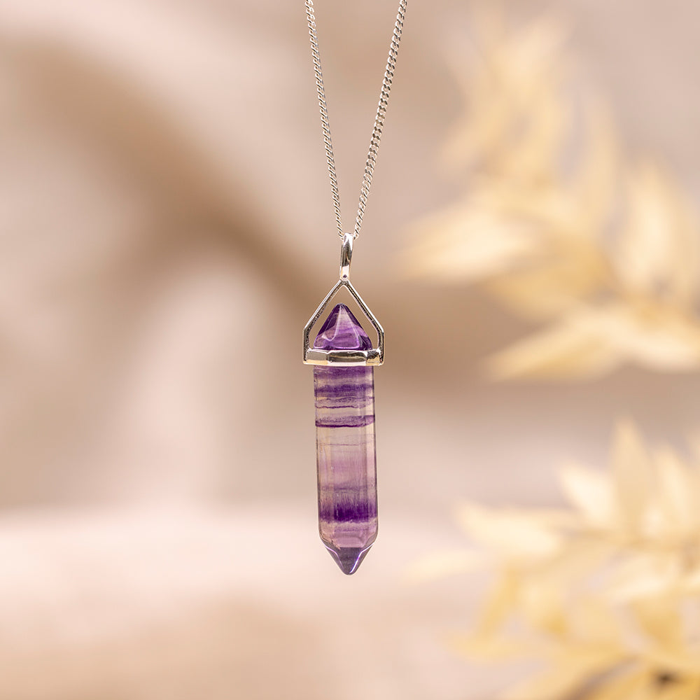 Fluorite - Sterling Silver Point Pendant - Djuna Studios