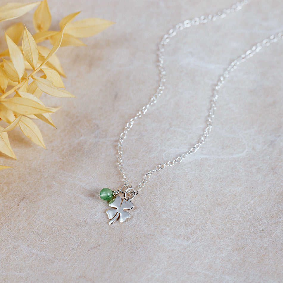 Lucky Aventurine Four Leaf Clover Necklace - Djuna Studios