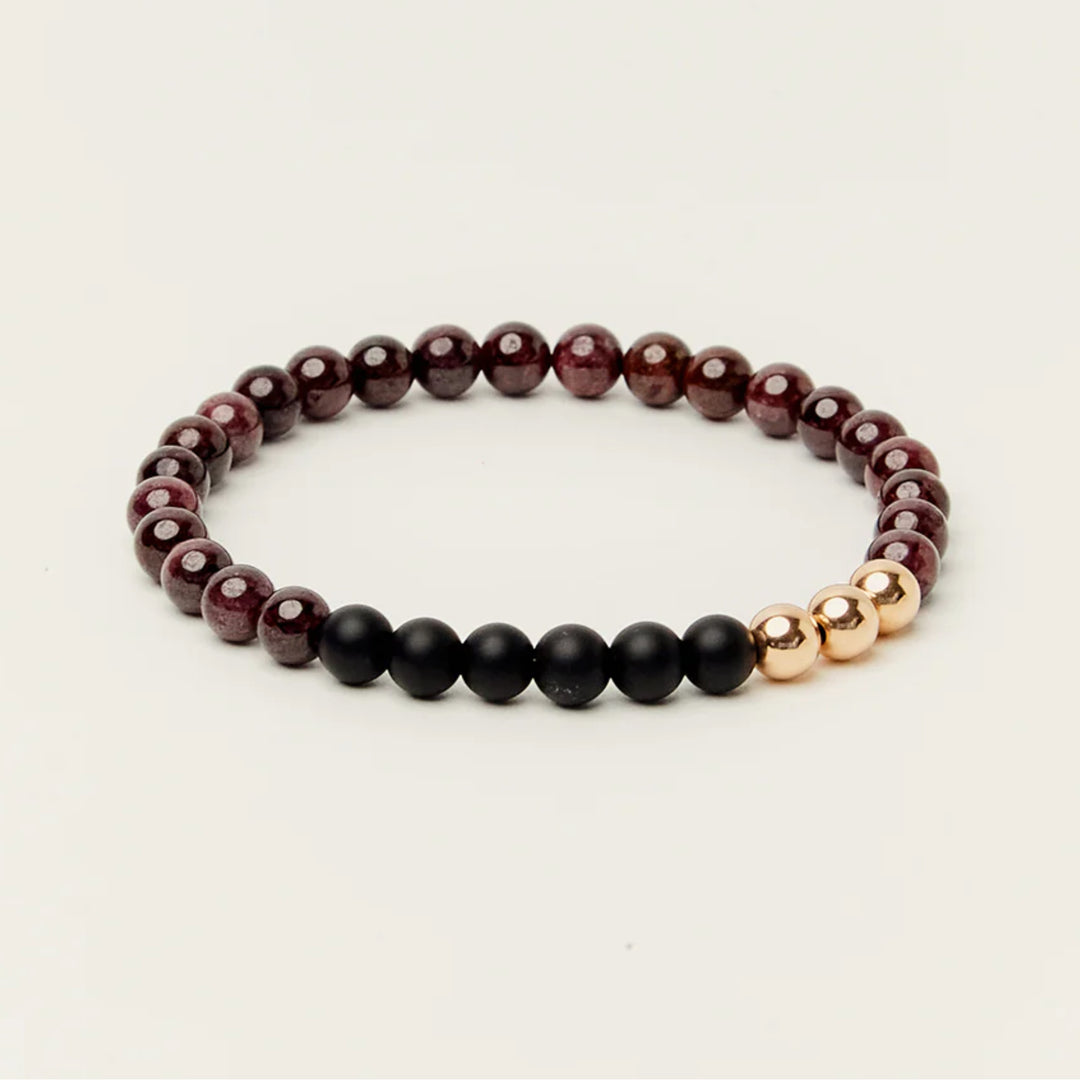 Bold Passion Garnet & Matte Onyx Bead Bracelet 6mm - Djuna Studios