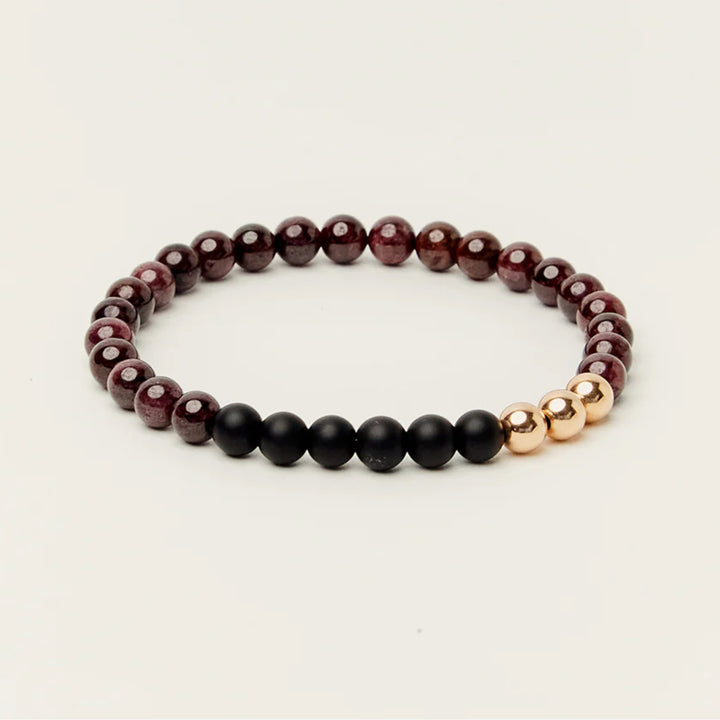 Bold Passion Garnet & Matte Onyx Bead Bracelet 6mm - Djuna Studios